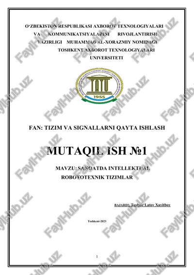 sanoatda intellektual robototexnik tizimlar — DOCX