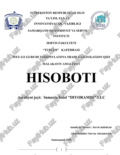 malakaviy amaliyot hisoboti — PDF