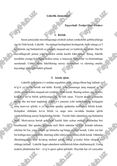 liderlik elementlari — DOCX