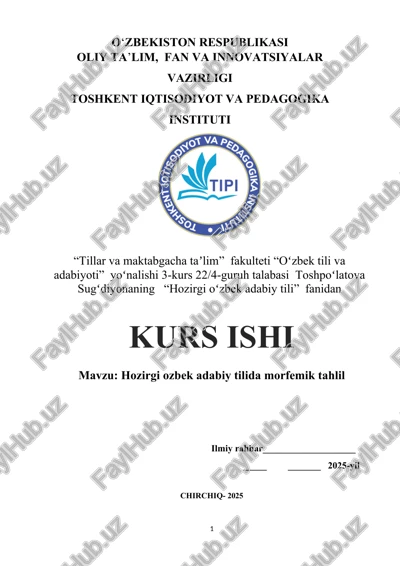 hozirgi ozbek adabiy tilida morfemik tahlil — DOCX