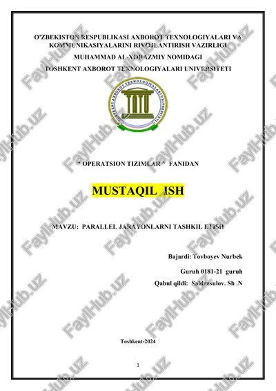 parallel jarayonlarni tashkil etish — DOCX