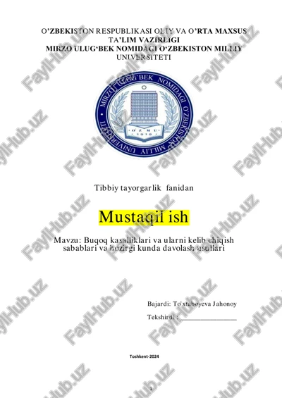buqoq kasalliklari va ularni kelib chiqish sabablari va hozirgi kunda davolash usullari — PDF