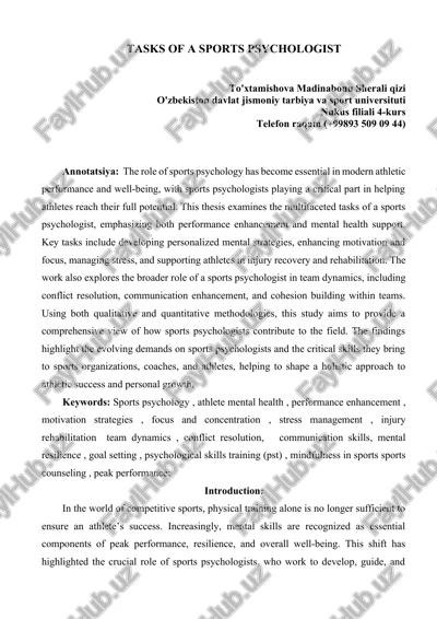tasks of a sports psychologist — DOCX