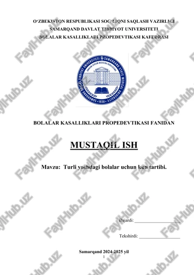 bolalar uchun kun tartibi — DOCX