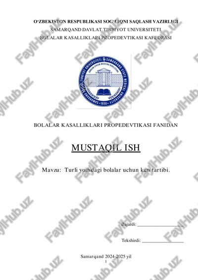 bolalar uchun kun tartibi — PDF