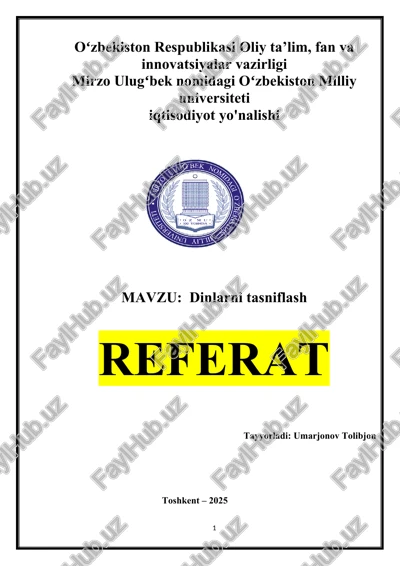 dinlarni tasniflash — DOCX
