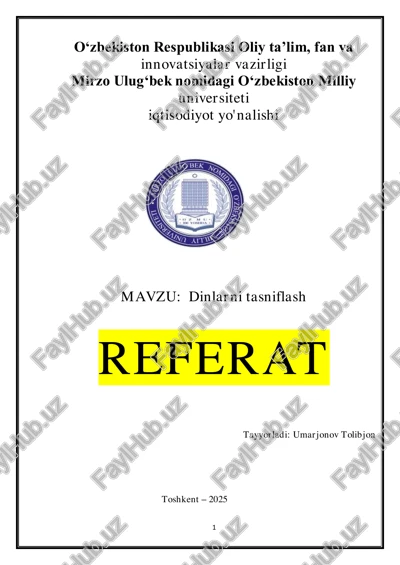 dinlarni tasniflash — PDF