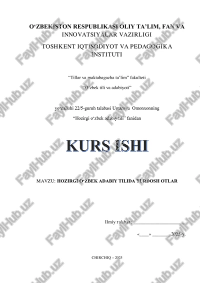 hozirgi oʻzbek adabiy tilida turdosh otlar — PDF