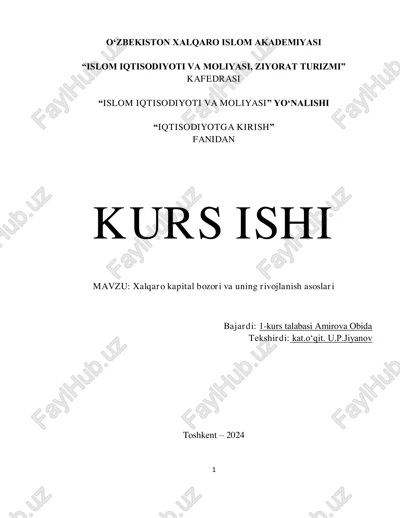 xalqaro kapital bozori va uning rivojlanish asoslari — PDF