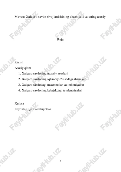 xalqaro savdo rivojlanishi — PDF