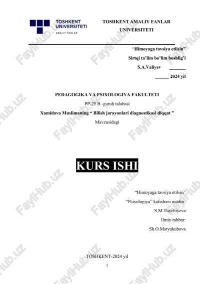bilish jarayonlari diagnostikasi — DOCX