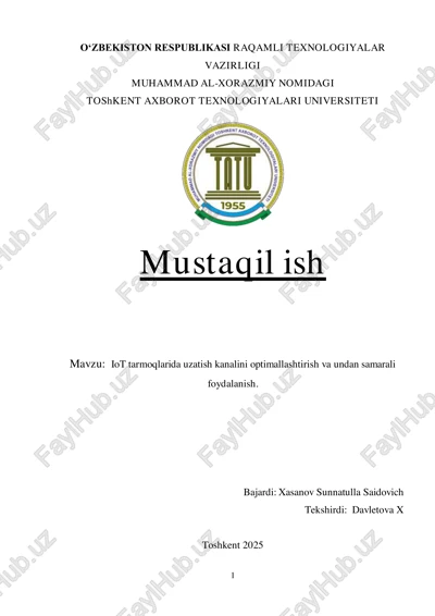 iot tarmoqlarida uzatish kanalini optimallashtirish va undan samarali — PDF