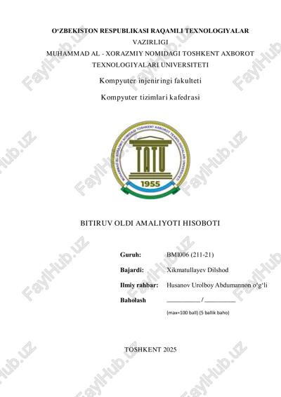 bitiruv oldi amaliyoti hisoboti — PDF