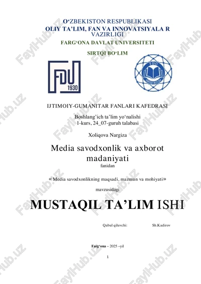 media savodxonlikning maqsadi, mazmun va mohiyati — PDF
