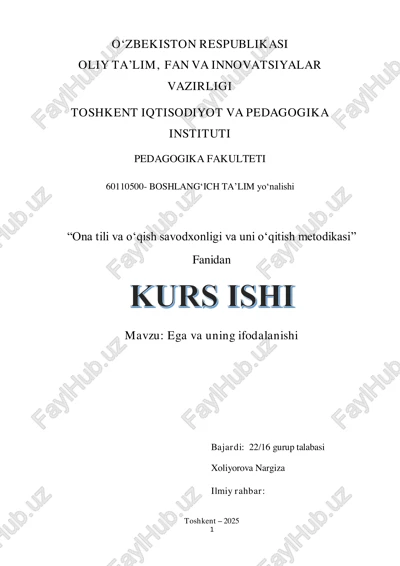 "ona tili va oʻqish savodxonligi va uni oʻqitish metodikasi" — PDF