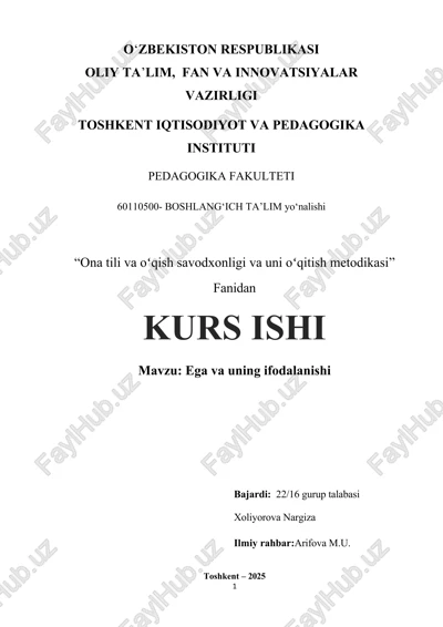 ona tili va oʻqish savodxonligi va uni oʻqitish metodikasi — DOCX
