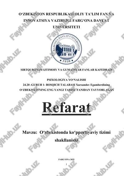 oʻzbekistonda koʻppartiyaviy tizimi shakllanishi — DOCX
