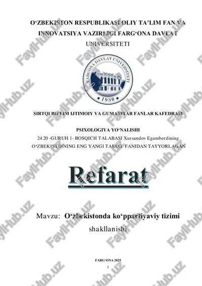 oʻzbekistonda koʻppartiyaviy tizimi shakllanishi — PDF
