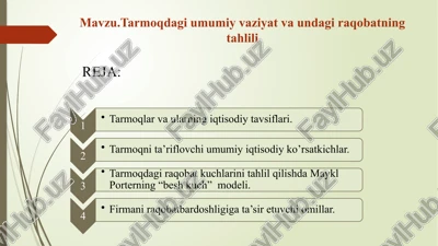 tarmoqdagiumumiyvaziyatva undagi raqobatningtahlili — PPTX