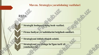strategiya yaratishning vazifalari — PPTX