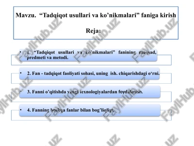 "tadqiqot usullari va ko’nikmalari" — PPTX