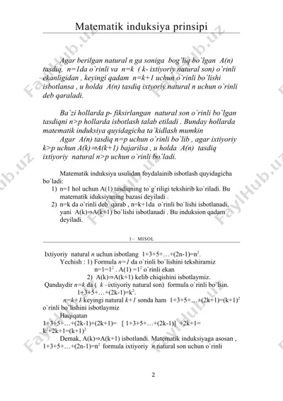 matematik induksiya prinsipi — DOC