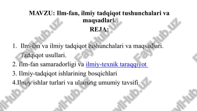 ilm-fan, ilmiy tadqiqot tushunchalari va maqsadlari — PPTX