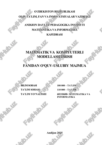 matematik va kompyuterli modellashtirish — DOCX