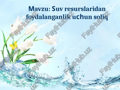 suv resurslaridan foydalanganlik uchun soliq — PPT