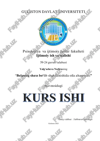 bolaning shaxs bo‘lib shakllanishida oila ahamiyati — PDF