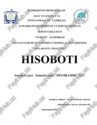 nozima alijon qizinining malakaviy amaliyoti — DOCX
