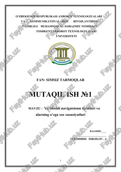 yoʻldoshli navigatsionn tizimlari va ularning oʻzga xos xususiyatlari — DOCX