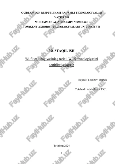 wi-fi texnologiyasining tarixi — DOCX