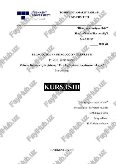 psixologik xizmat va psixokorreksiya kurs ishi — DOCX