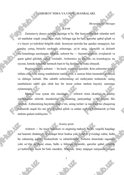 axborot nima va uning manbalari — PDF