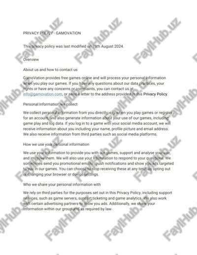 privacy policy - gamovation — PDF