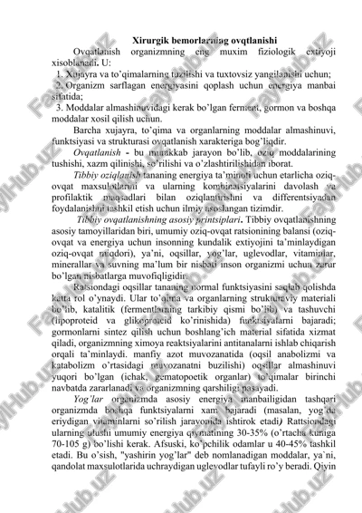 xirurgik bemorlarning ovqtlanishi — DOCX