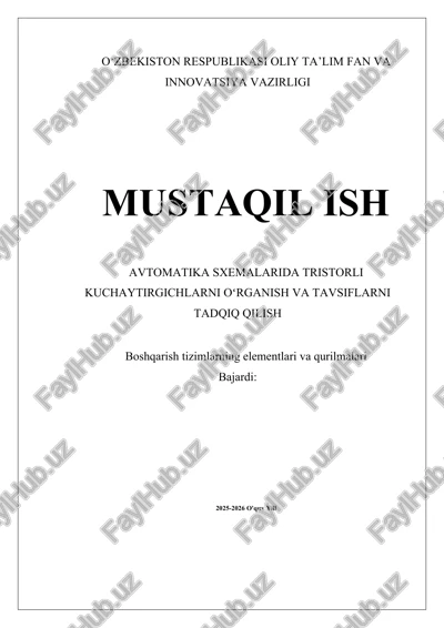 tristorli kuchaytirgichlarning asosiy ishlash prinsiplari — DOCX