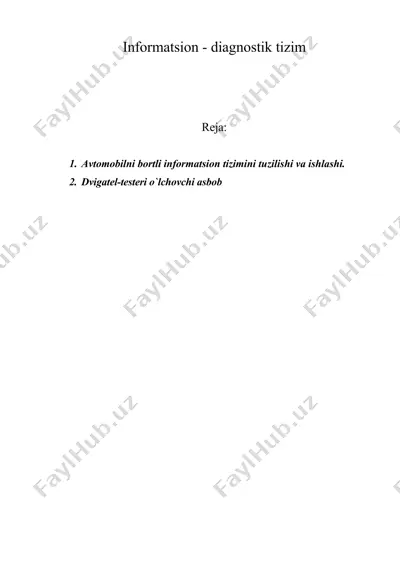 informаtsion - diаgnostik tizim — DOC