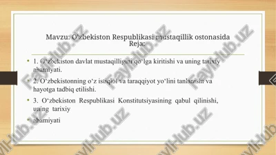 o’zbekiston respublikasi mustaqillik ostonasida — PPTX