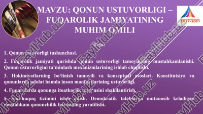 qonun ustuvorligi – fuqarolik jamiyatining muhim omili — PPTX