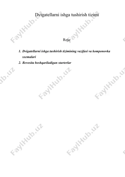 dvigatellarni ishga tushirish tizimi — DOC