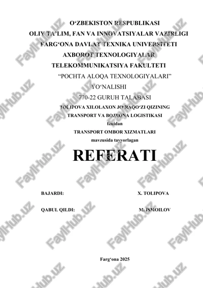 transport ombor xizmatlari — DOCX