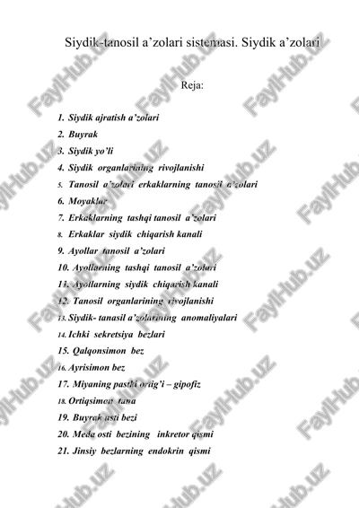 siydik-tanosil a’zolari sistemasi — DOC