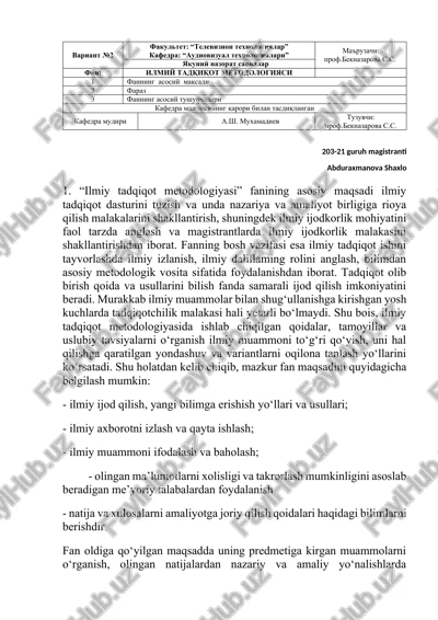 ilmiy tadqiqot metodologiyasi — DOCX