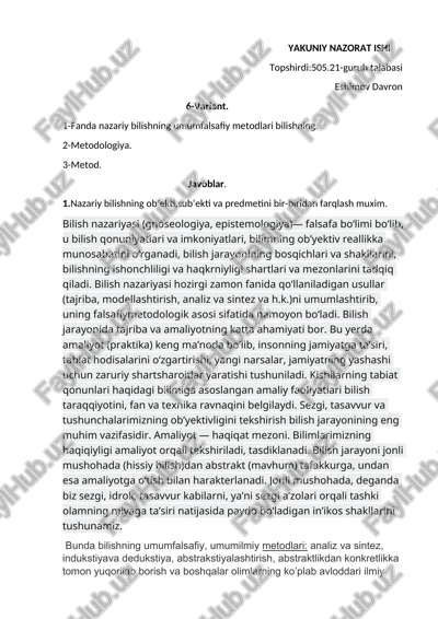 yakuniy nazorat ishi — DOCX