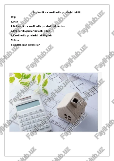 depitorlik va kreditorlik qarzlarini tahlili — DOCX