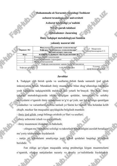ilmiy tadqiqot metodologiyasi — DOCX