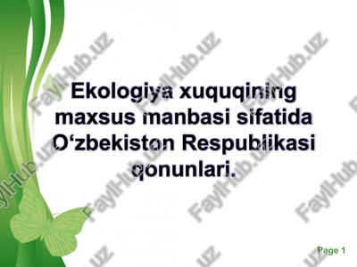 ekologiyaxuquqiningmaxsusmanbasisifatidao‘zbekistonrespublikasiqonunlari — PPTX