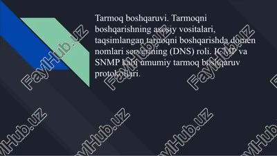 tarmoq boshqaruvi va uning asosiy vositalari — PPTX